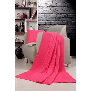 Set růžového přehozu a polštáře Kate Louise Tricot Blanket Set Sultan