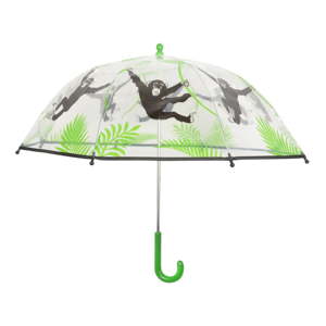 Zeleno-bílý deštník s potiskem opiček Esschert Design Animals