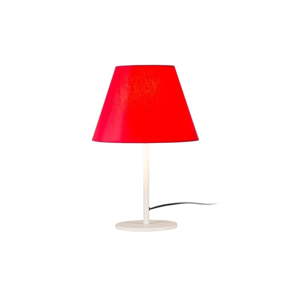 Červená stolní lampa s kruhovou podstavou Jane