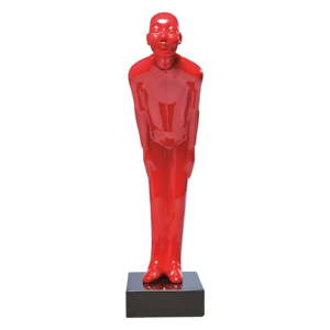 Červená dekorativní soška s mramorovým podstavcem Kare Design Welcome, 20 x 13 cm