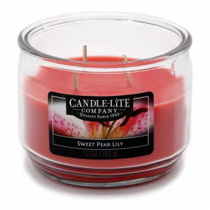 Vonná svíčka ve skle s vůní sladké hrušky Candle-Lite, doba hoření až 40 hodin