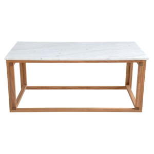 Bílý mramorový konferenční stolek s podnožím z dubového dřeva RGE Accent, šířka 110 cm