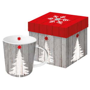 Hrnek z kostního porcelánu s vánočním motivem v dárkovém balení PPD Tree On Wood, 350 ml