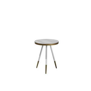 Bílý odkládací stolek s nohami ve zlaté barvě Monobeli Hannah, ø 44 cm