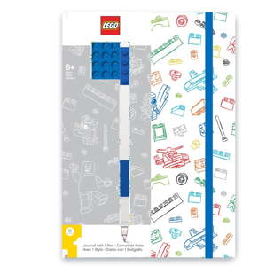 Modrobílý zápisník A5 s modrým perem LEGO®, 96 stran
