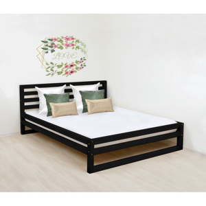 Černá dřevěná dvoulůžková postel Benlemi DeLuxe, 190 x 160 cm