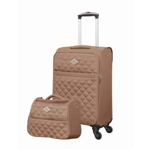 Set béžového cestovního kufru na kolečkách a menšího kufříku GERARD PASQUIER Valises Cabine & Unity Case