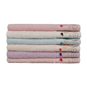 Sada 6 barevných ručníků z čisté bavlny Hanna, 30 x 50 cm