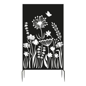 Černá kovová balkonová zástěna 100x186 cm Flowers – Esschert Design