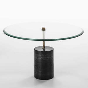 Konferenční stolek ze skla a černého mramoru Thai Natura Johny, Ø 81 cm