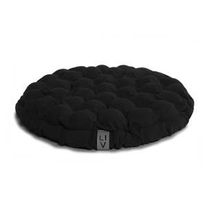 Černý sedací polštářek s masážními míčky Linda Vrňáková Bloom, Ø 65 cm