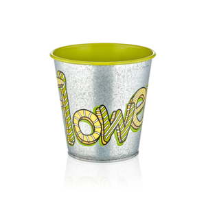 Kovová váza se zeleným detailem The Mia Fower, výška 15 cm