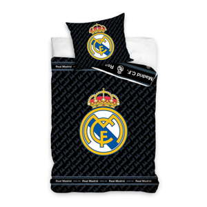 Dětské bavlněné povlečení na jednolůžko CARBOTEX Real Madrid Black, 160 x 200 cm
