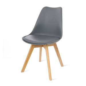 Šedá židle s bukovými nohami loomi.design Retro