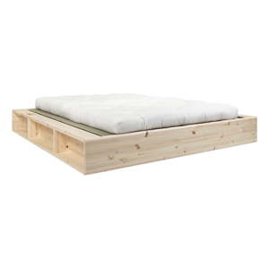 Dvoulůžková postel z masivního dřeva s futonem Double Latex a tatami Karup Design, 140 x 200 cm