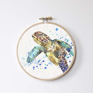 Nástěnná dekorace Surdic Stitch Hoop Turtle, ⌀ 27 cm