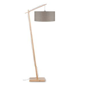 Stojací lampa s béžovým stínidlem a konstrukcí z bambusu Good&Mojo Andes