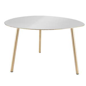 Bílý příruční stolek s pozlacenými nohami Leitmotiv Ovoid, 64 x 58 x 42 cm